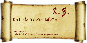 Kallós Zoltán névjegykártya